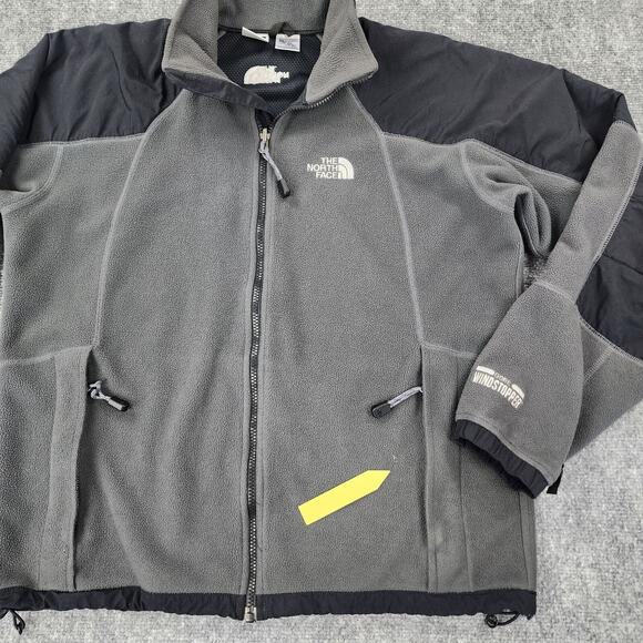 Vintage The North Face Jacket Mens Medium Gray Black Zip Fleece Gore Windstopper - Picture 13 of 16